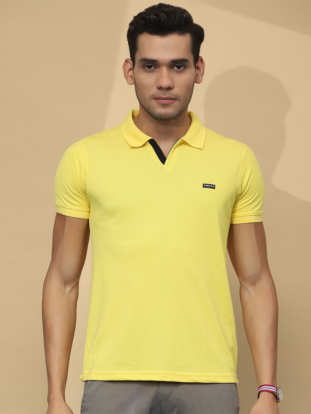 

Cloak & Decker by Monte Carlo Men Solid Polo Collar T-shirt, Yellow