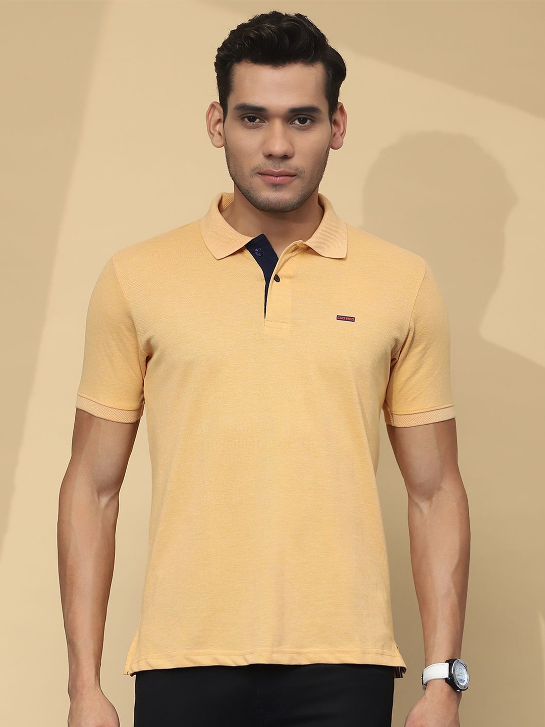 

Cloak & Decker by Monte Carlo Men Polo Collar Solid T-shirt, Mustard
