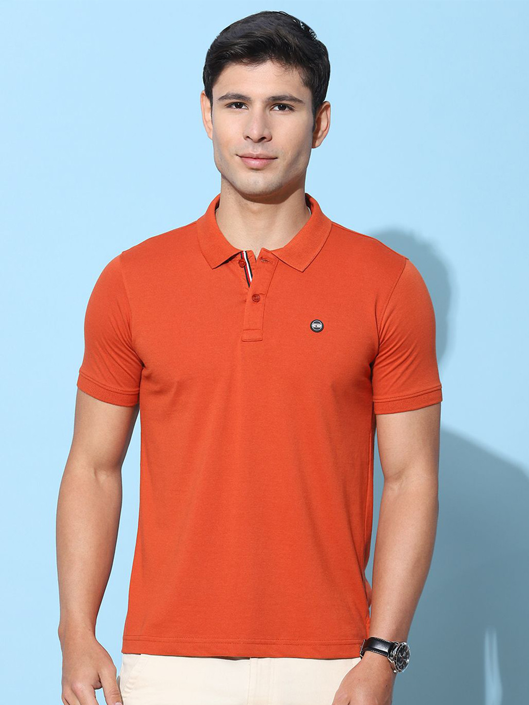 

Cloak & Decker by Monte Carlo Men Solid Polo Collar T-shirt, Rust