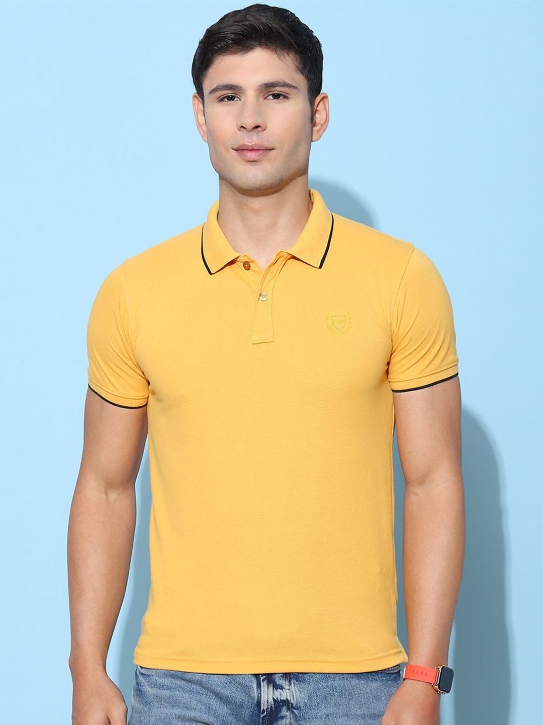 

Cloak & Decker by Monte Carlo Men Solid Polo Collar T-shirt, Mustard