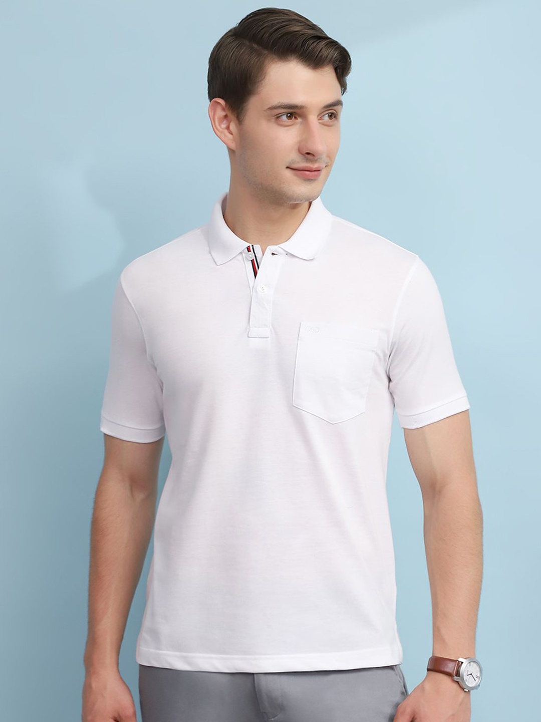 

Cloak & Decker by Monte Carlo Men Solid Polo Collar Pockets T-shirt, White