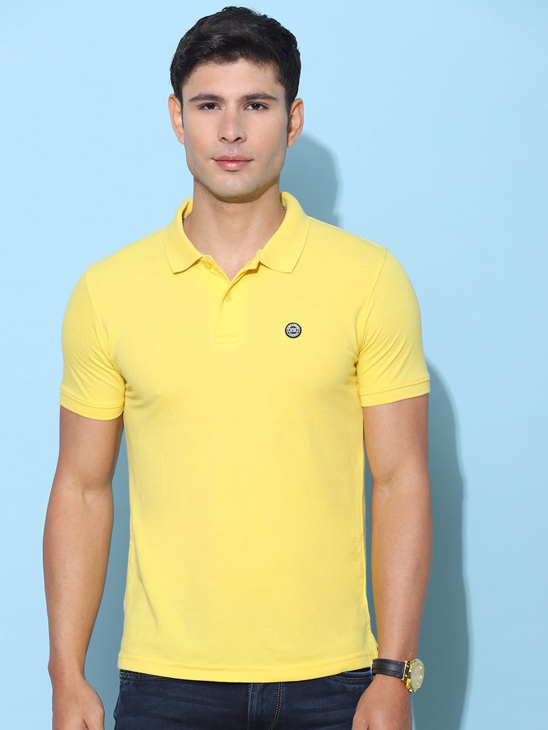

Cloak & Decker by Monte Carlo Men Solid Polo Collar T-shirt, Yellow