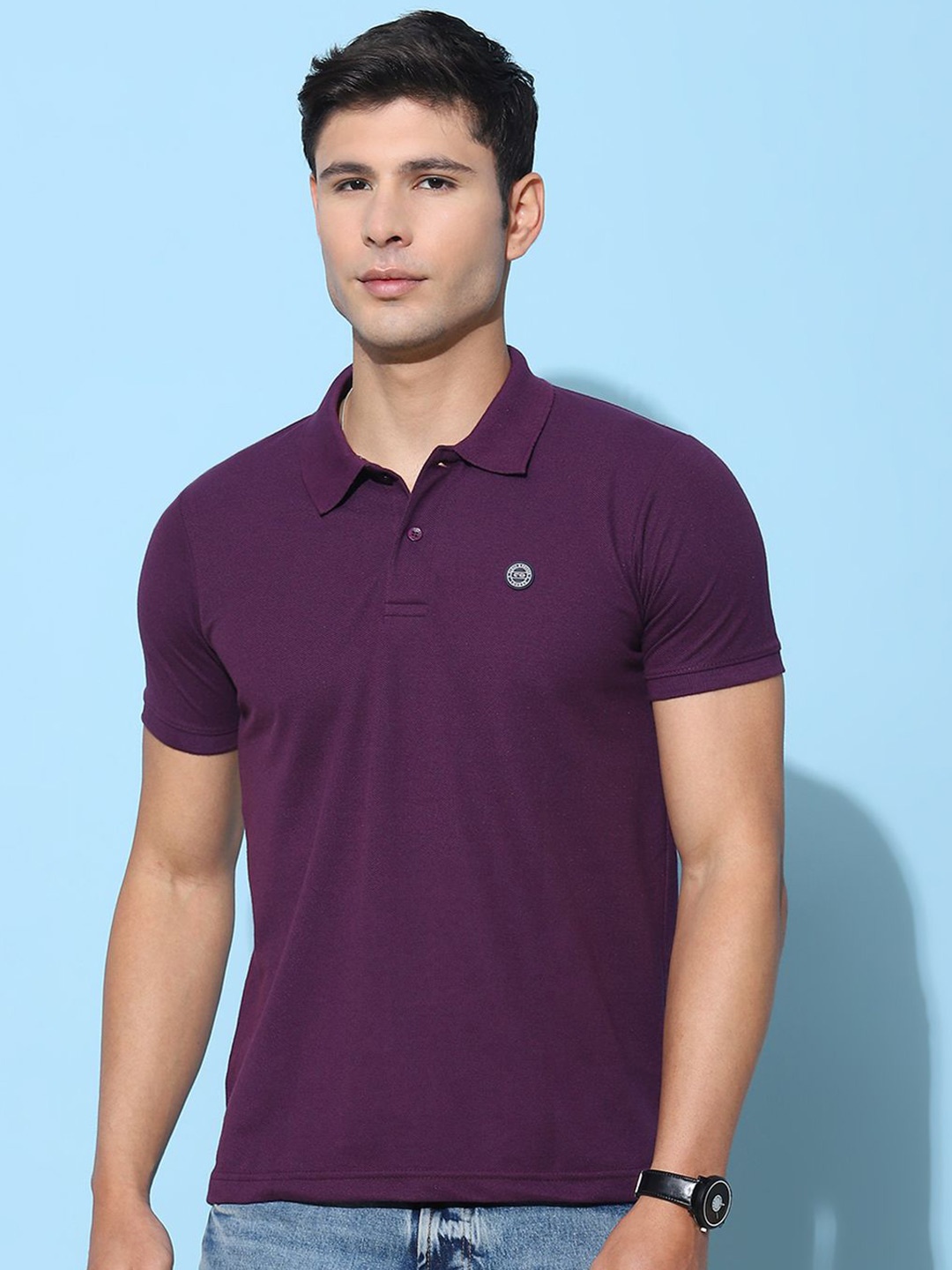 

Cloak & Decker by Monte Carlo Men Solid Polo Collar T-shirt, Purple