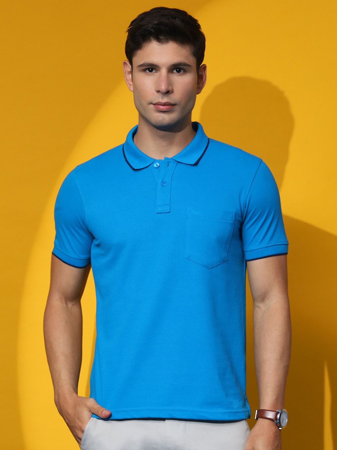 

Cloak & Decker by Monte Carlo Men Polo Collar Solid T-shirt, Blue