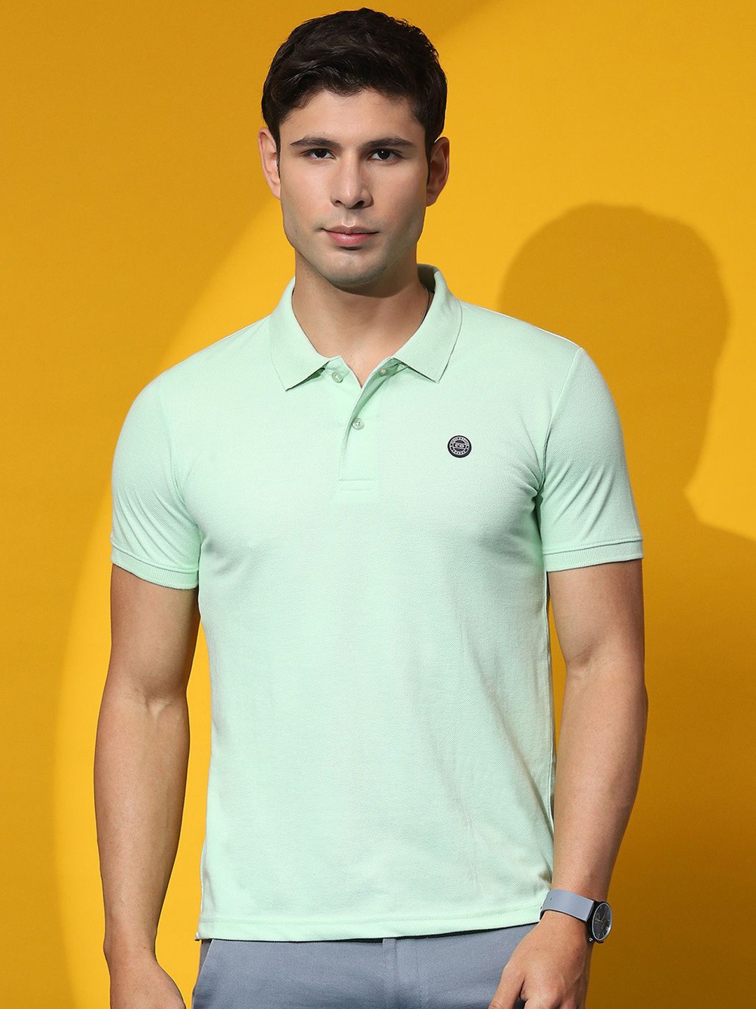 

Cloak & Decker by Monte Carlo Men Solid Polo Collar T-shirt, Green