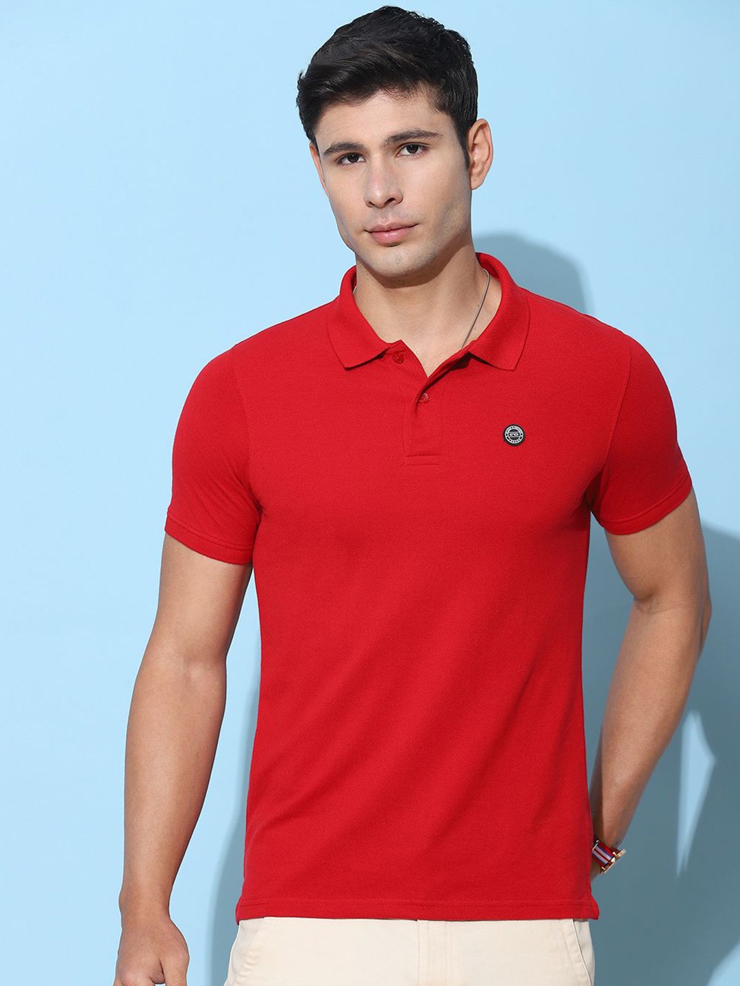 

Cloak & Decker by Monte Carlo Men Polo Collar Solid T-shirt, Red