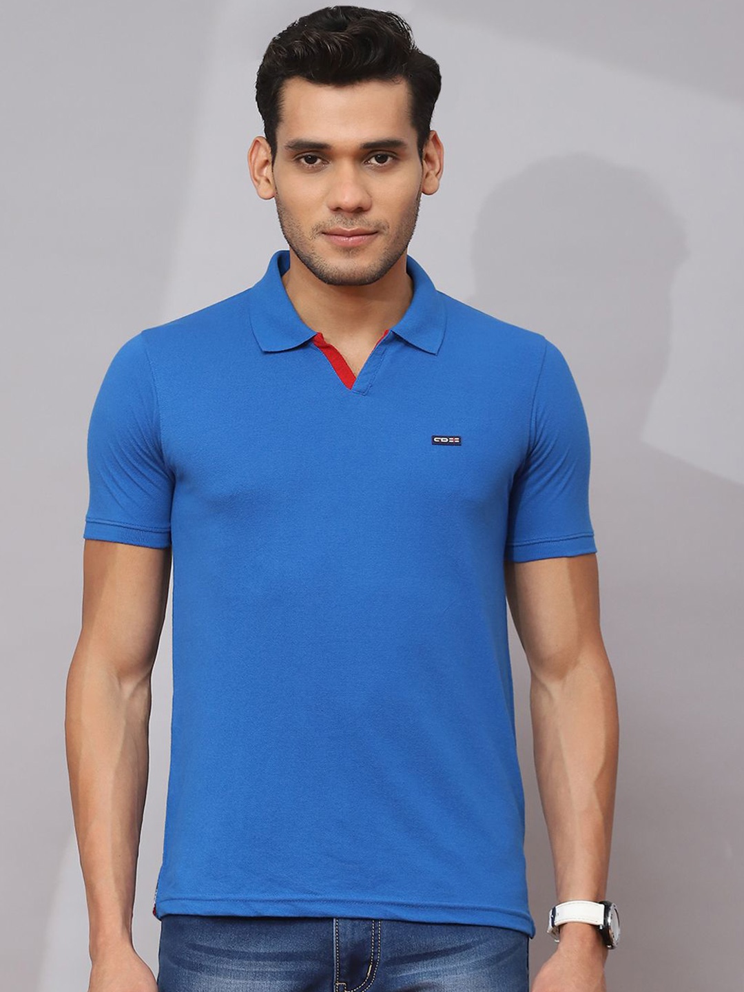 

Cloak & Decker by Monte Carlo Men Solid Polo Collar T-shirt, Blue