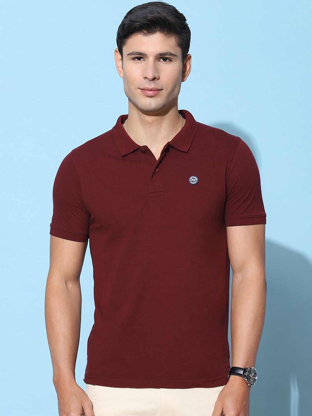 

Cloak & Decker by Monte Carlo Men Solid Polo Collar T-shirt, Maroon