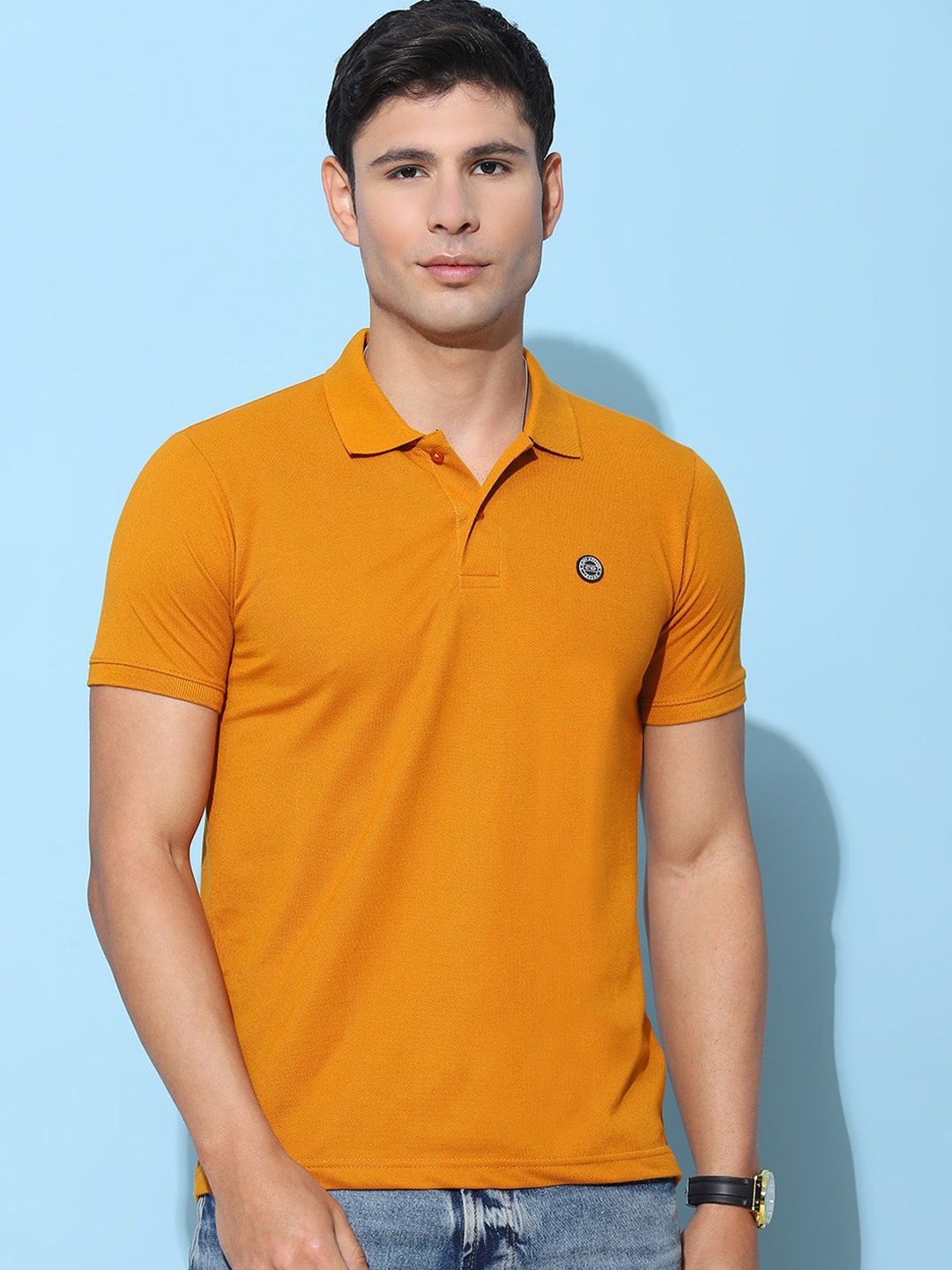 

Cloak & Decker by Monte Carlo Men Solid Polo Collar T-shirt, Mustard