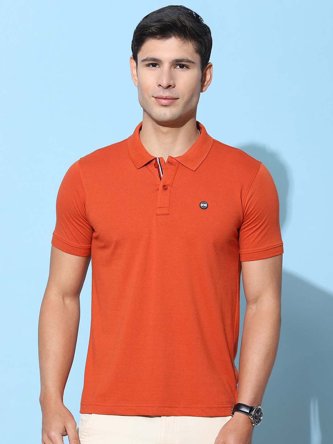 

Cloak & Decker by Monte Carlo Men Solid Polo Collar T-shirt, Rust