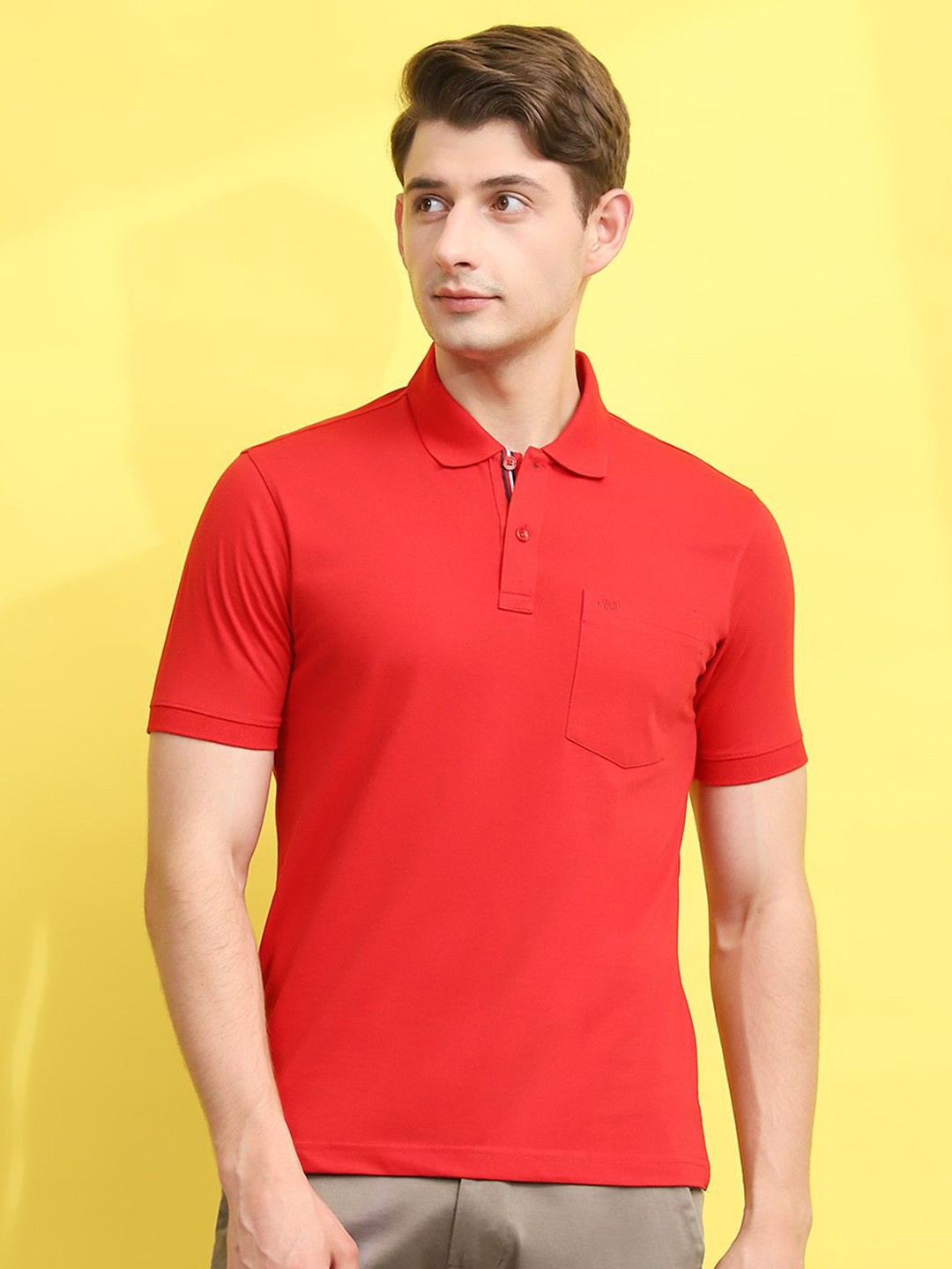 

Cloak & Decker by Monte Carlo Men Solid Cherry Red Polo Collar Pocket T-shirt