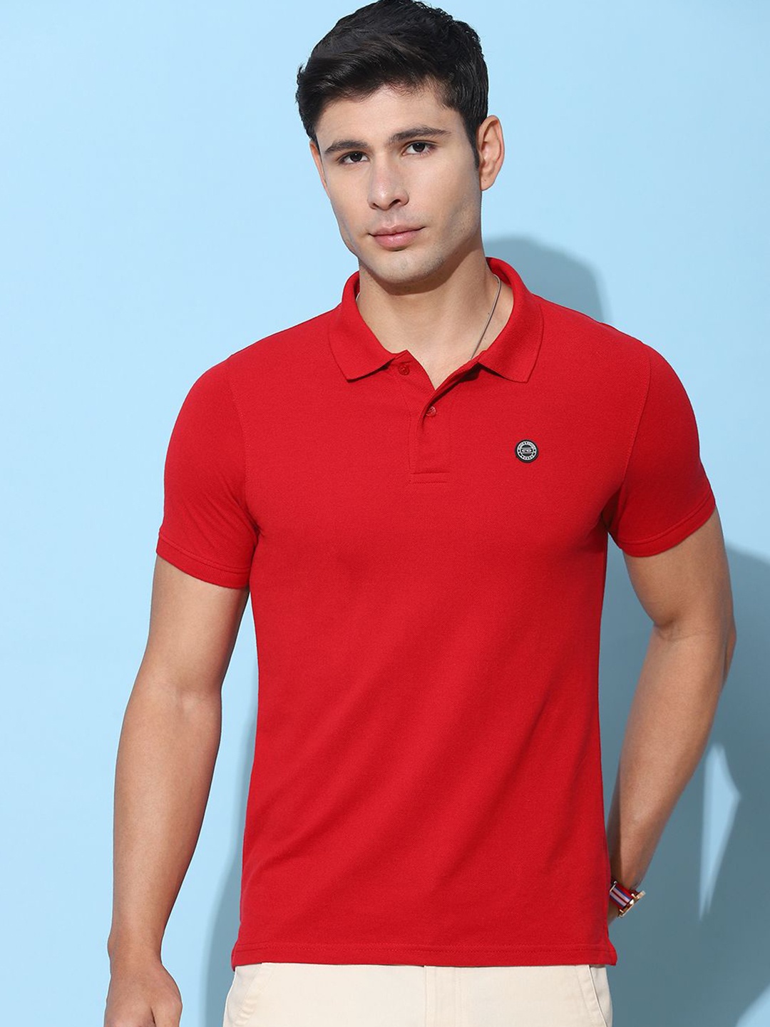 

Cloak & Decker by Monte Carlo Men Polo Collar Solid T-shirt, Red