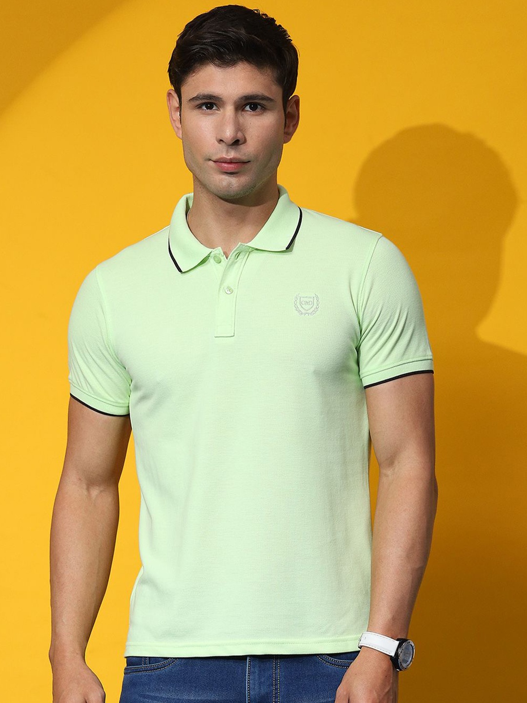 

Cloak & Decker by Monte Carlo Men Solid Polo Collar T-shirt, Green