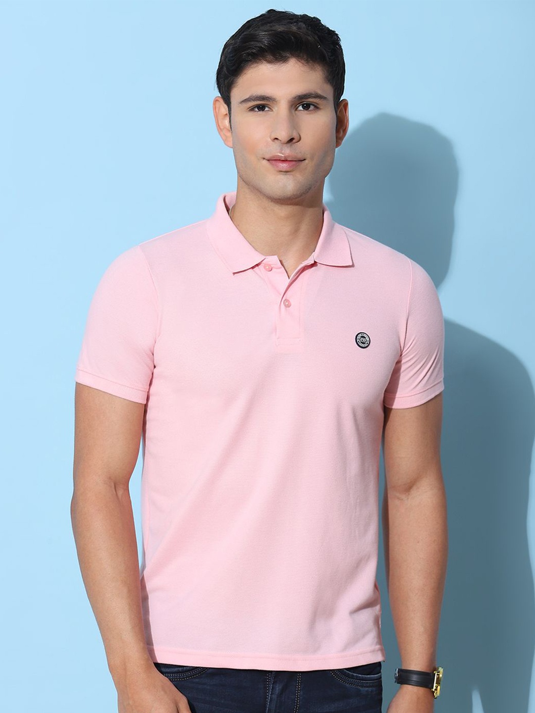 

Cloak & Decker by Monte Carlo Men Solid Polo Collar T-shirt, Pink