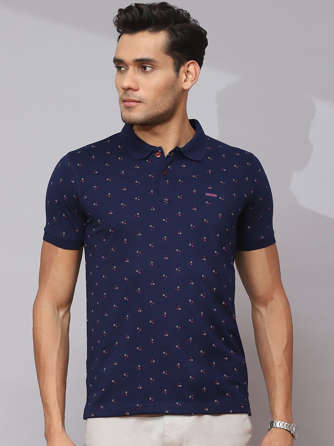 

Cloak & Decker by Monte Carlo Men Printed Polo Collar T-shirt, Navy blue