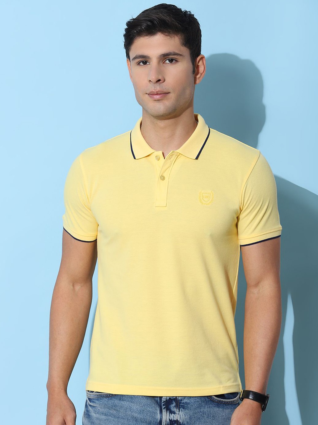 

Cloak & Decker by Monte Carlo Men Solid Polo Collar T-shirt, Yellow