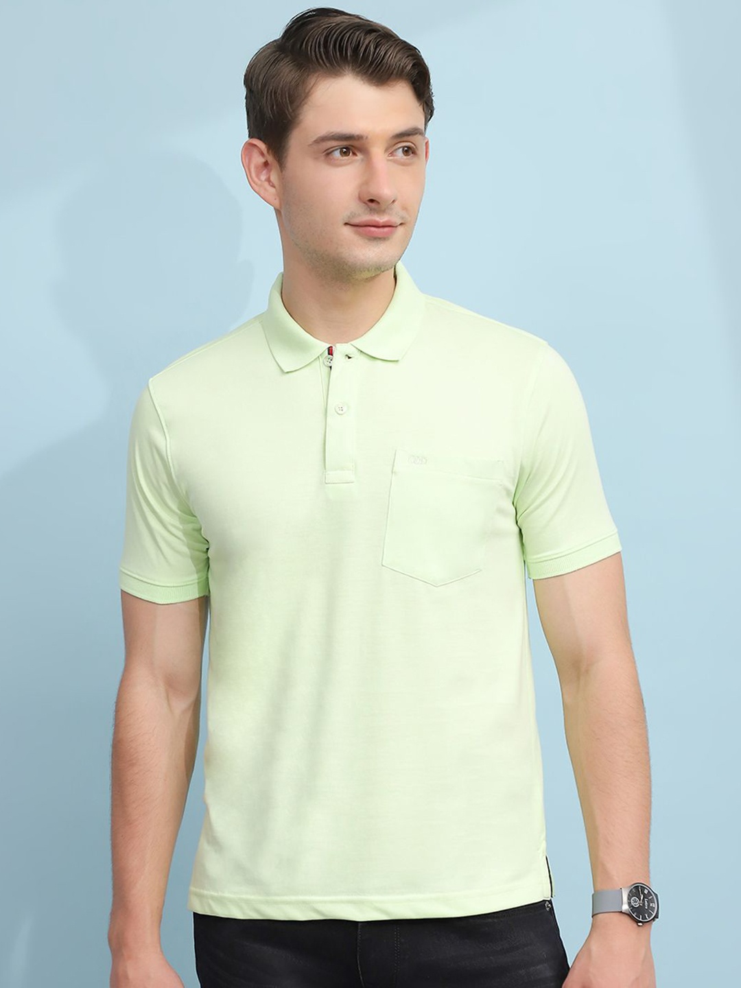 

Cloak & Decker by Monte Carlo Men Solid Polo Collar Pockets T-shirt, Green