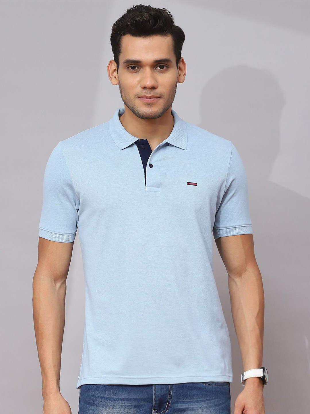 

Cloak & Decker by Monte Carlo Men Solid Polo Collar T-shirt, Blue