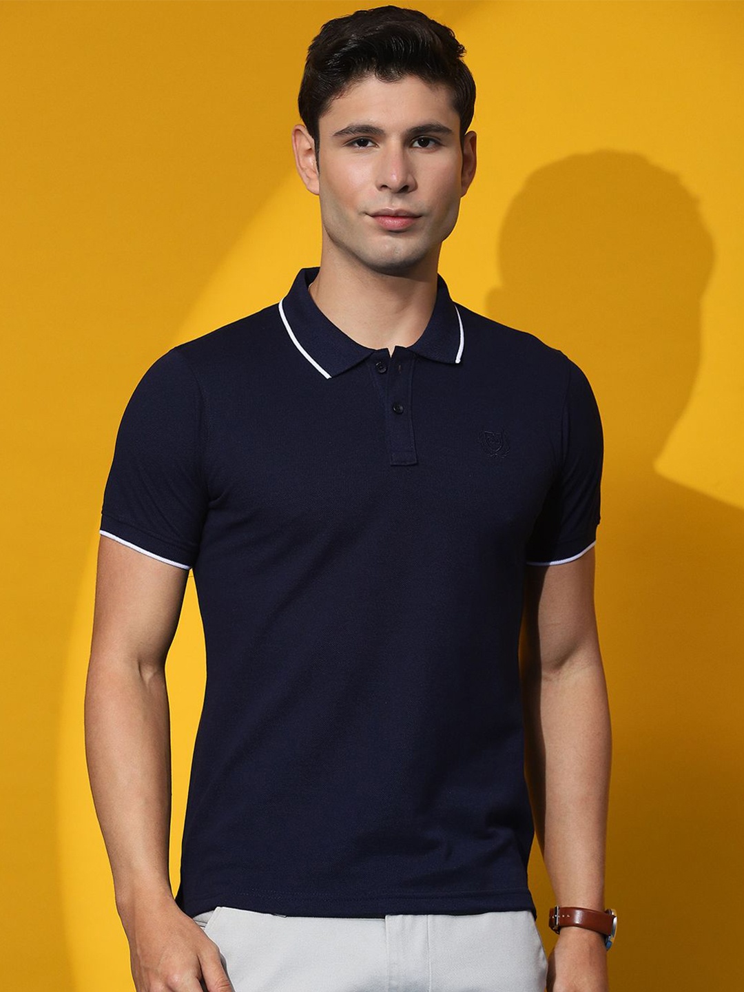 

Cloak & Decker by Monte Carlo Men Solid Polo Collar T-shirt, Blue
