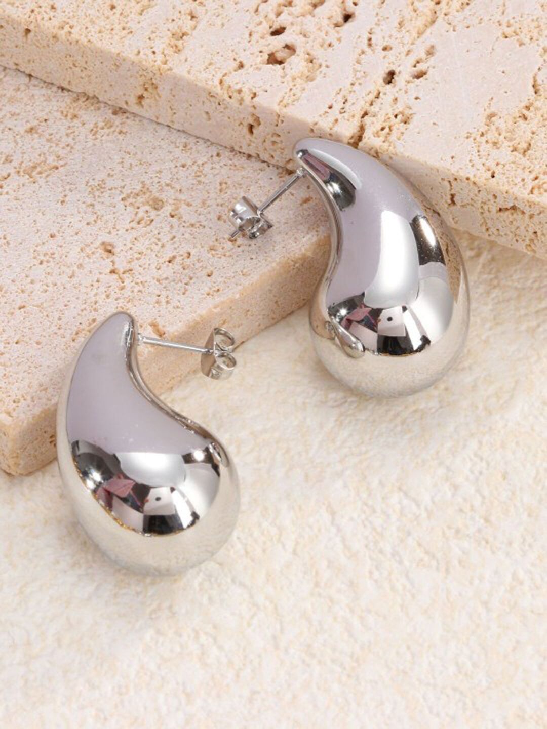 

Softwrap Stainless Steel Teardrop Shaped Drop Earrings, Silver