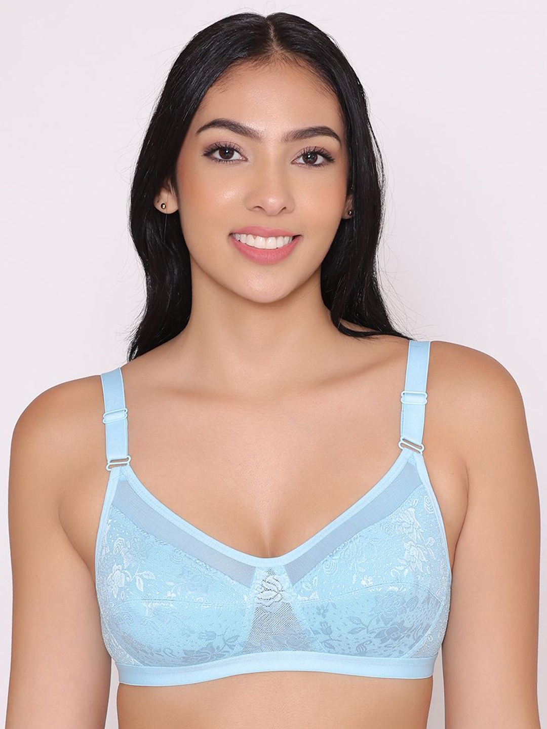 

INKURV Floral Self Design Full Coverage Everyday -All Day Comfort, Blue