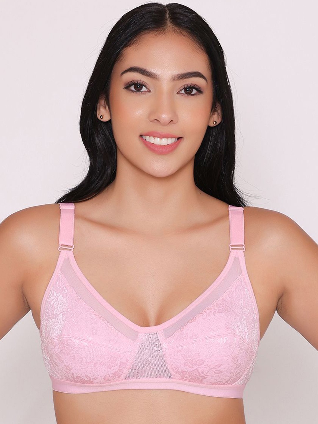 

INKURV Floral Self Design Full Coverage Everyday -All Day Comfort, Pink