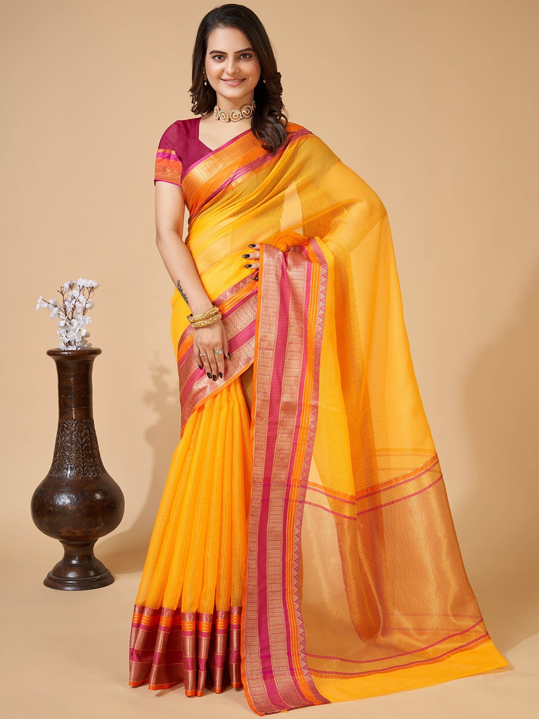 

Upalksh Zari Banarasi Saree, Yellow