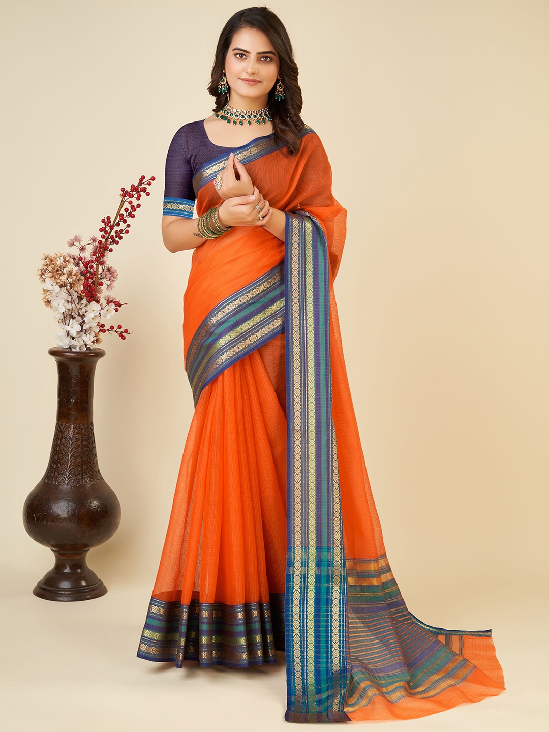 

Upalksh Woven Design Zari Banarasi Saree, Orange