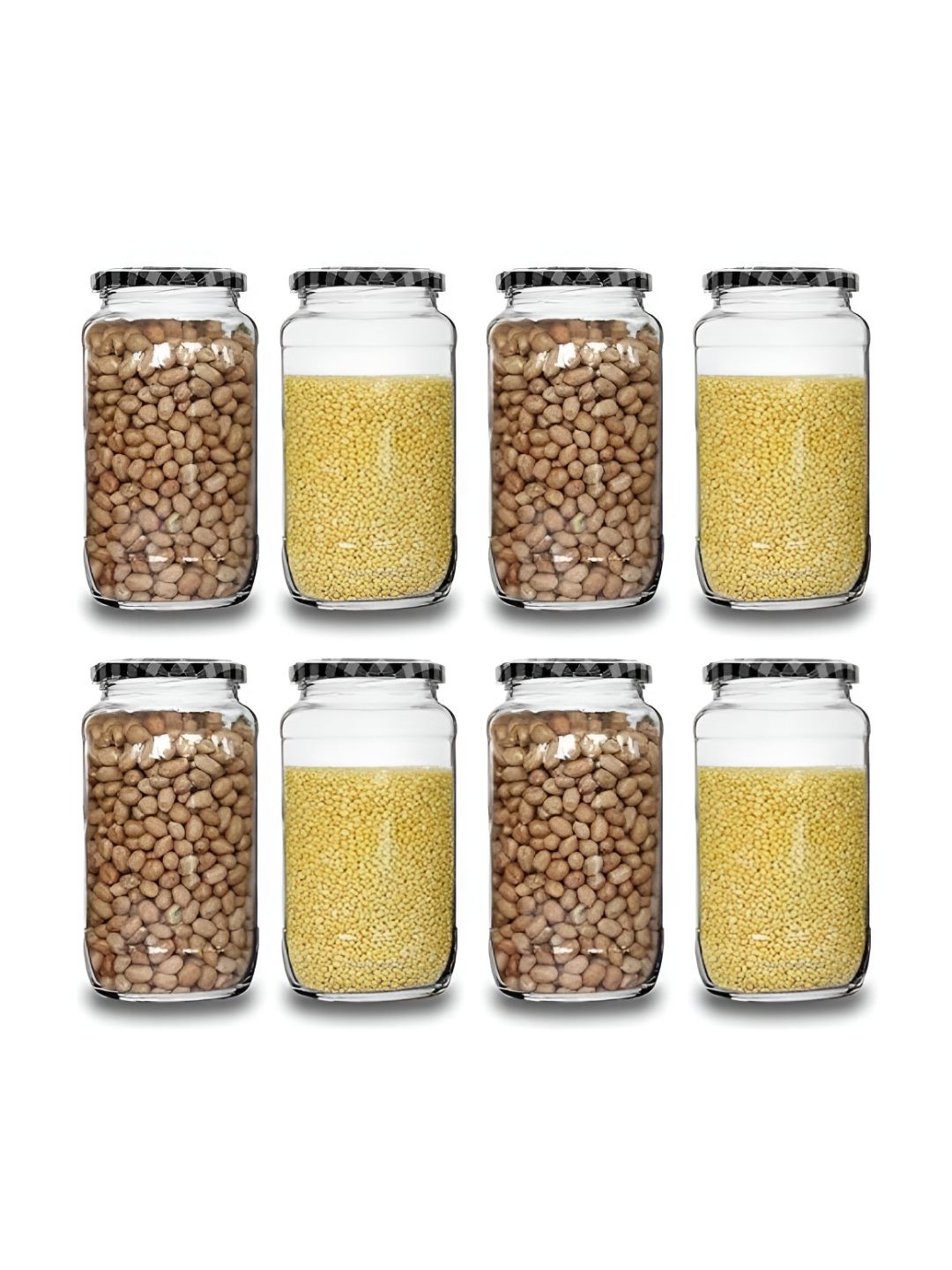 

tyche enterprises Piramal Transparent 8 Pcs Dishwasher Safe Glass Storage Containers 1 L