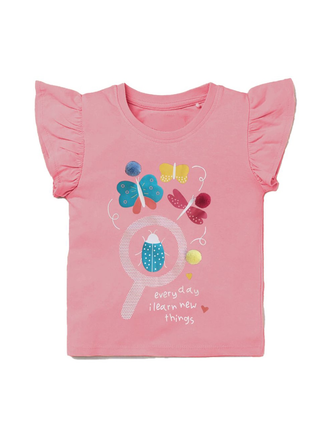 

BAESD Girls Graphic Printed Round Neck T-shirt, Pink