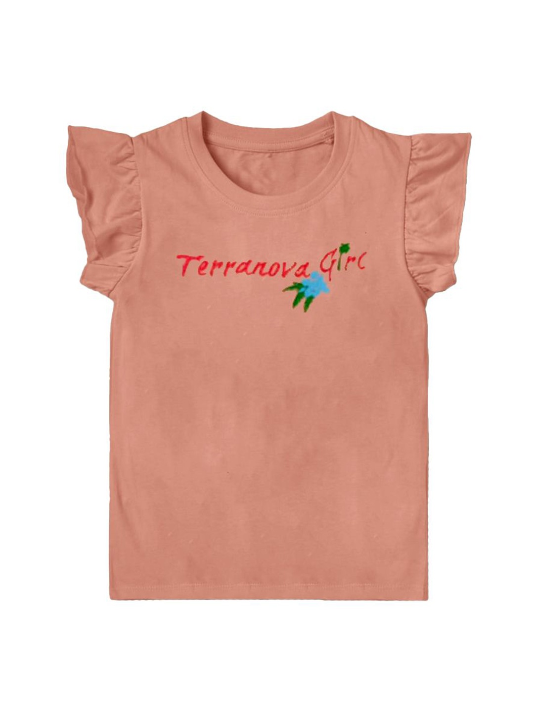 

BAESD Girls Typography Printed Round Neck T-shirt, Red