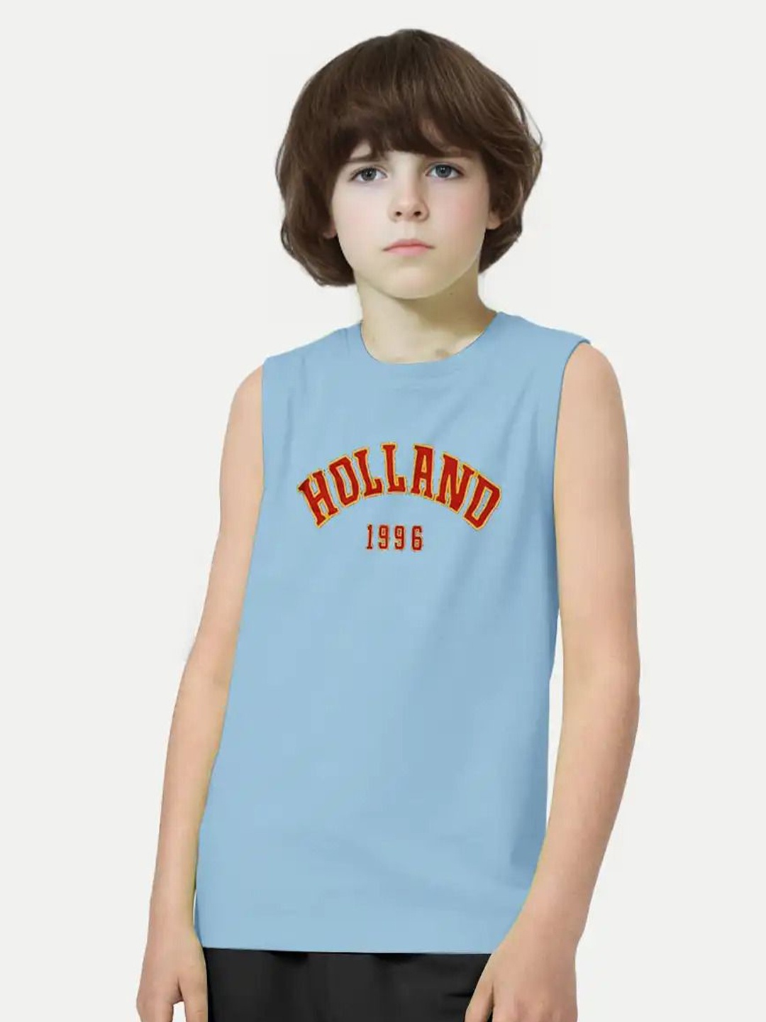 

BAESD Boys Varsity Printed Round Neck Sleeveless T-shirt, Blue
