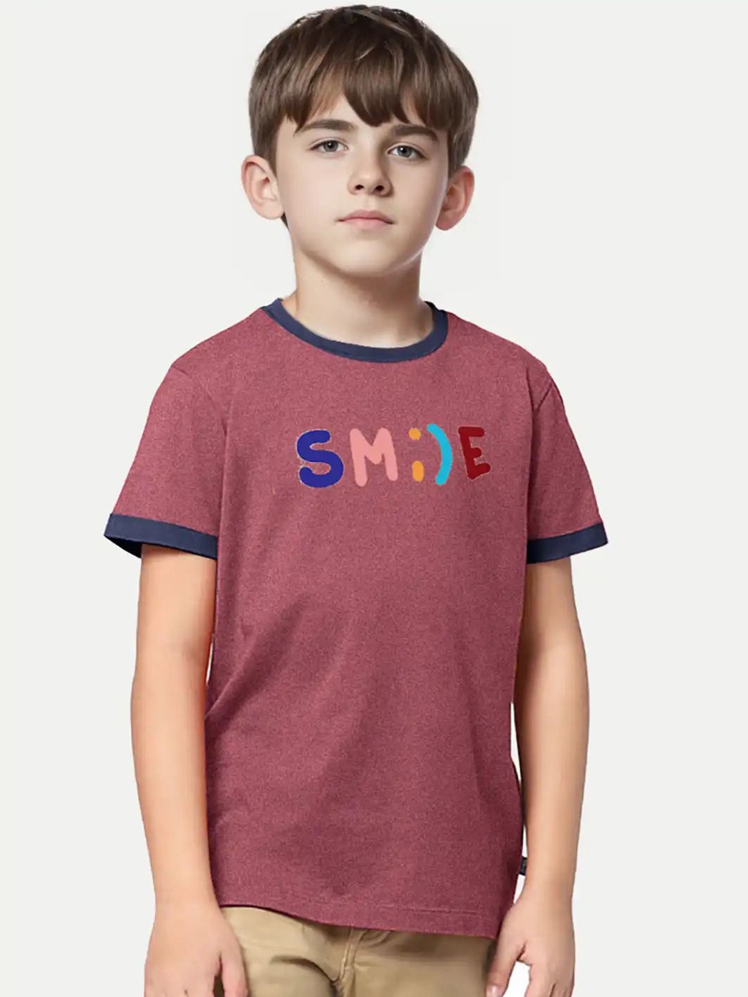

BAESD Boys Typography Printed Round Neck T-shirt, Red