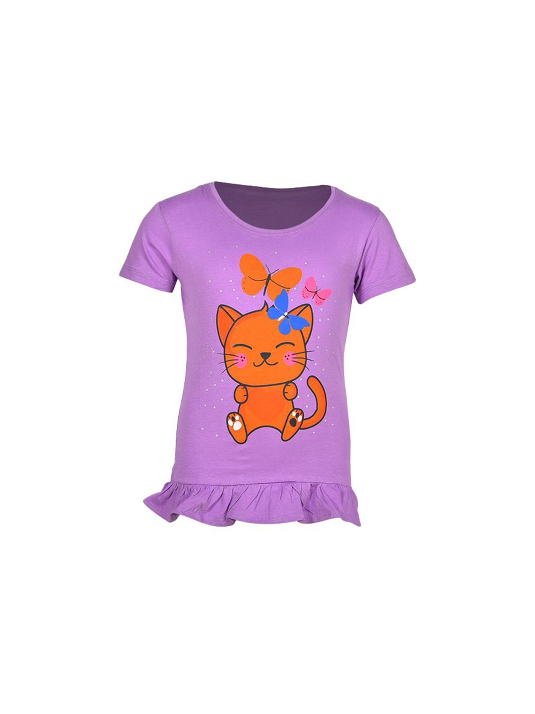 

BAESD Girls Graphic Printed Round Neck T-shirt, Purple