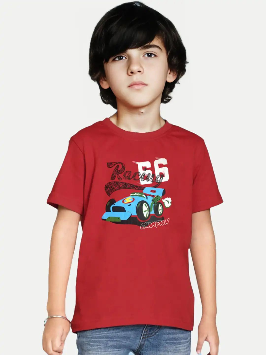 

BAESD Boys Graphic Printed Round Neck T-shirt, Maroon