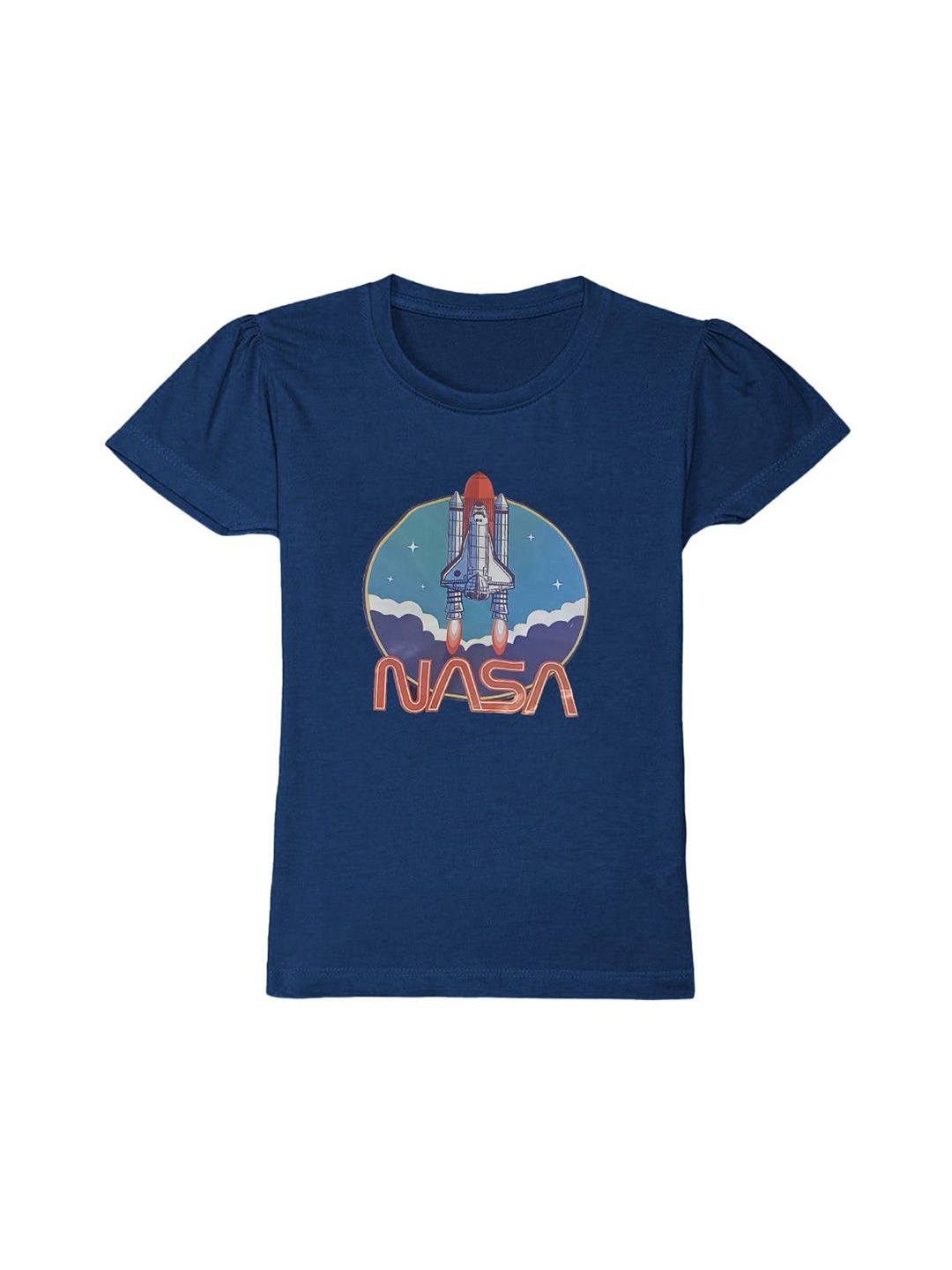 

BAESD Girls Graphic Nasa Printed Round Neck T-shirt, Blue