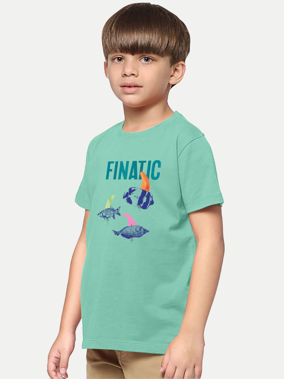 BAESD Boys Typography Printed Round Neck T-shirt, Green