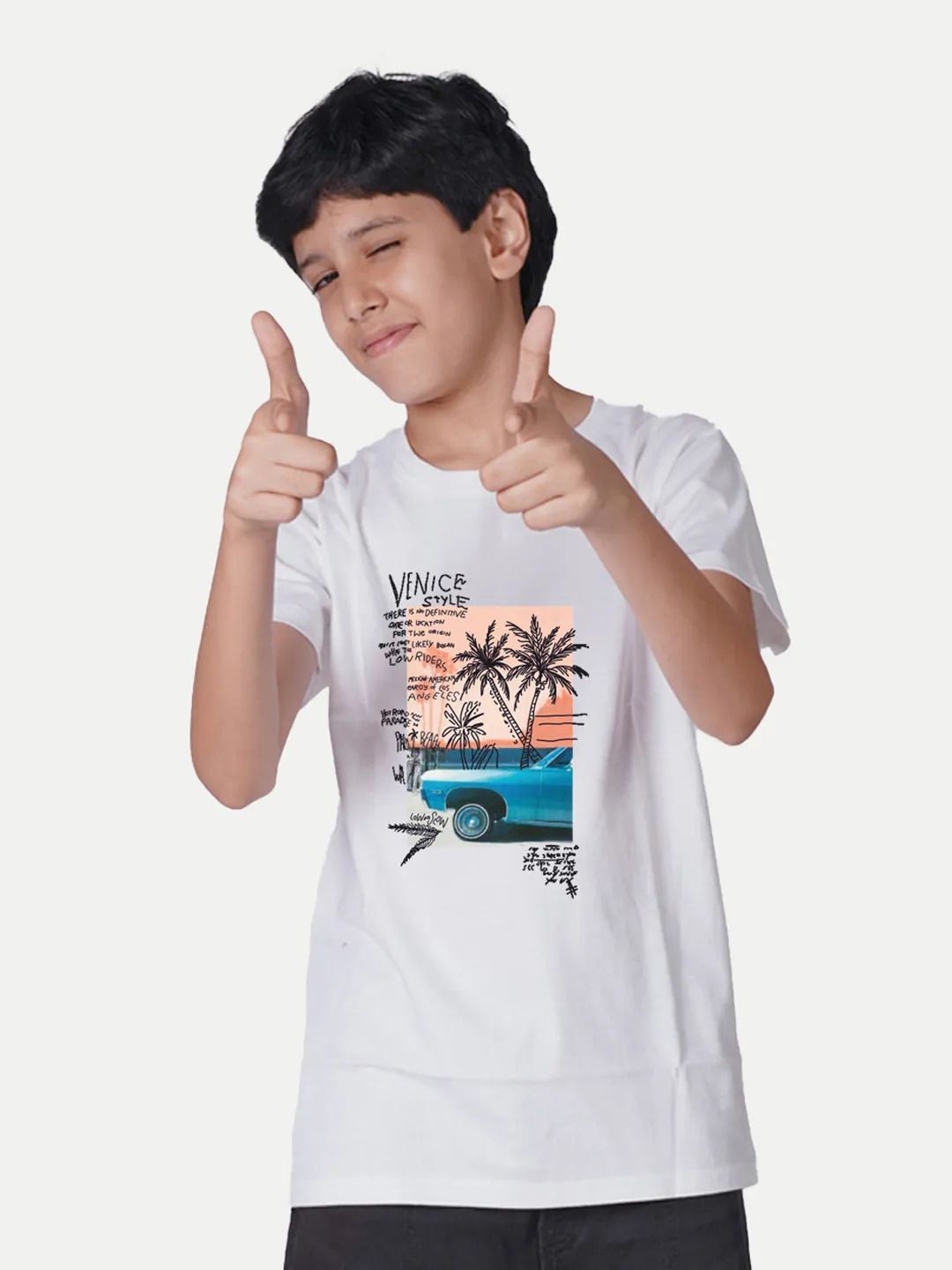 

BAESD Boys Graphic Printed Round Neck T-shirt, White