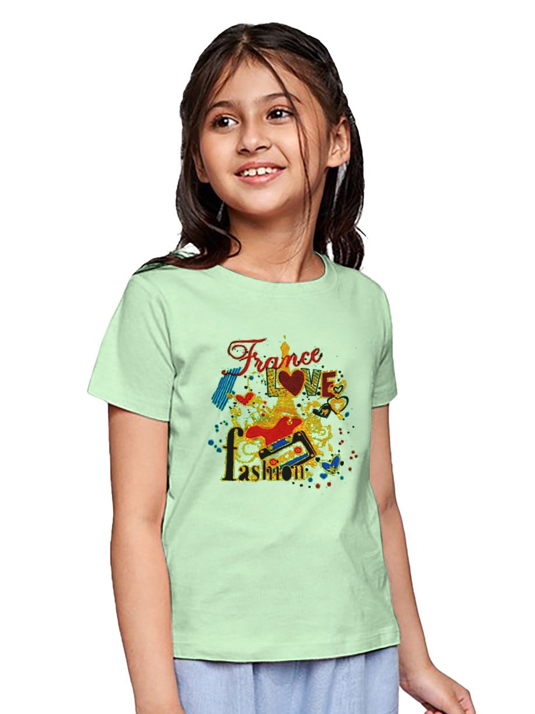 

BAESD Girls Printed Tropical Pockets T-shirt, Green
