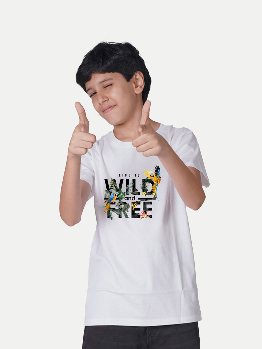 

BAESD Boys Typography Printed Round Neck T-shirt, White