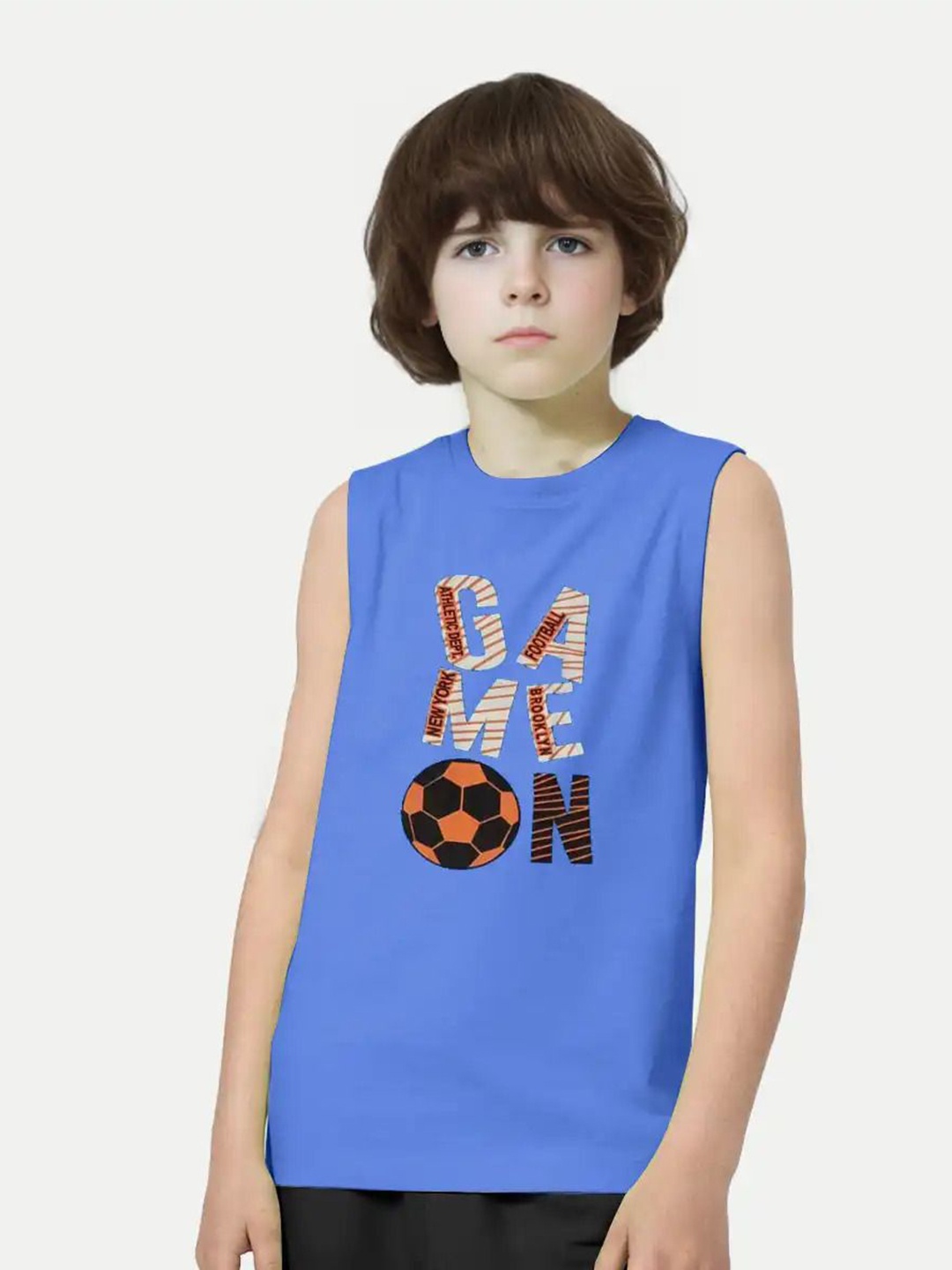 

BAESD Boys Typography Printed Applique T-shirt, Blue