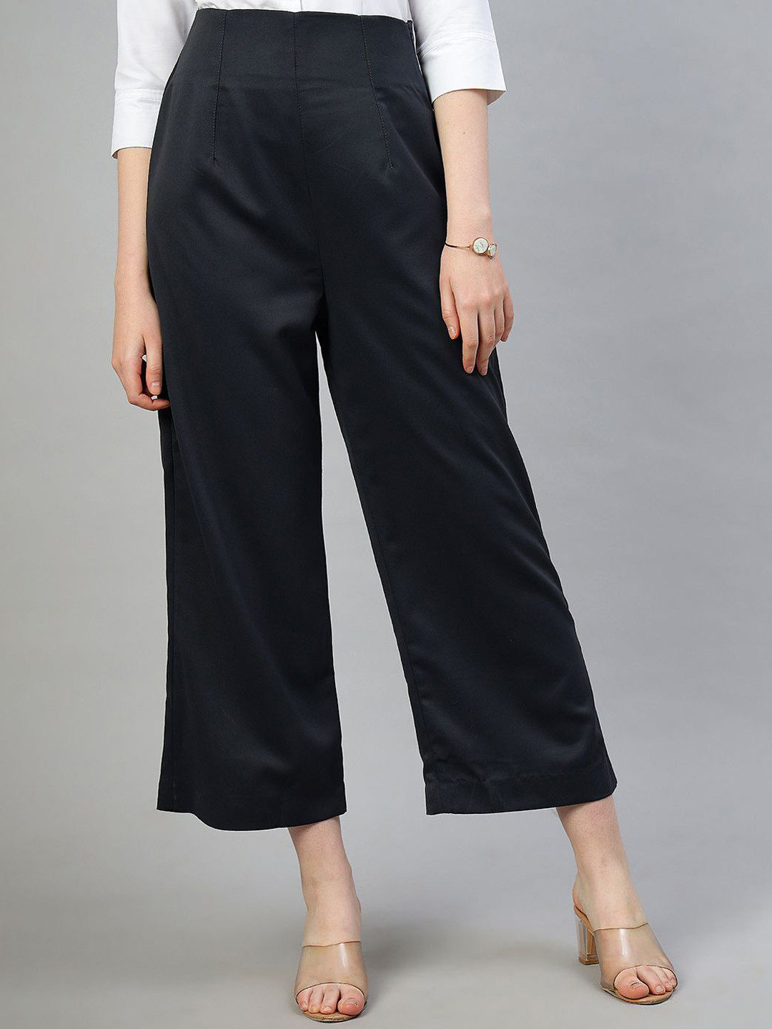 

BAESD Women High-Rise Easy Wash Pleated Trousers, Black