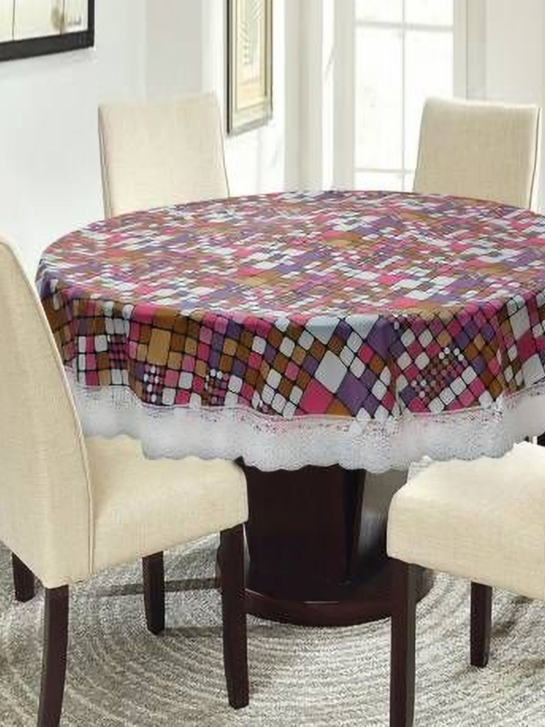 

Dakshya Industries Purple & White Geometric Printed Embellished Waterproof Table Cover