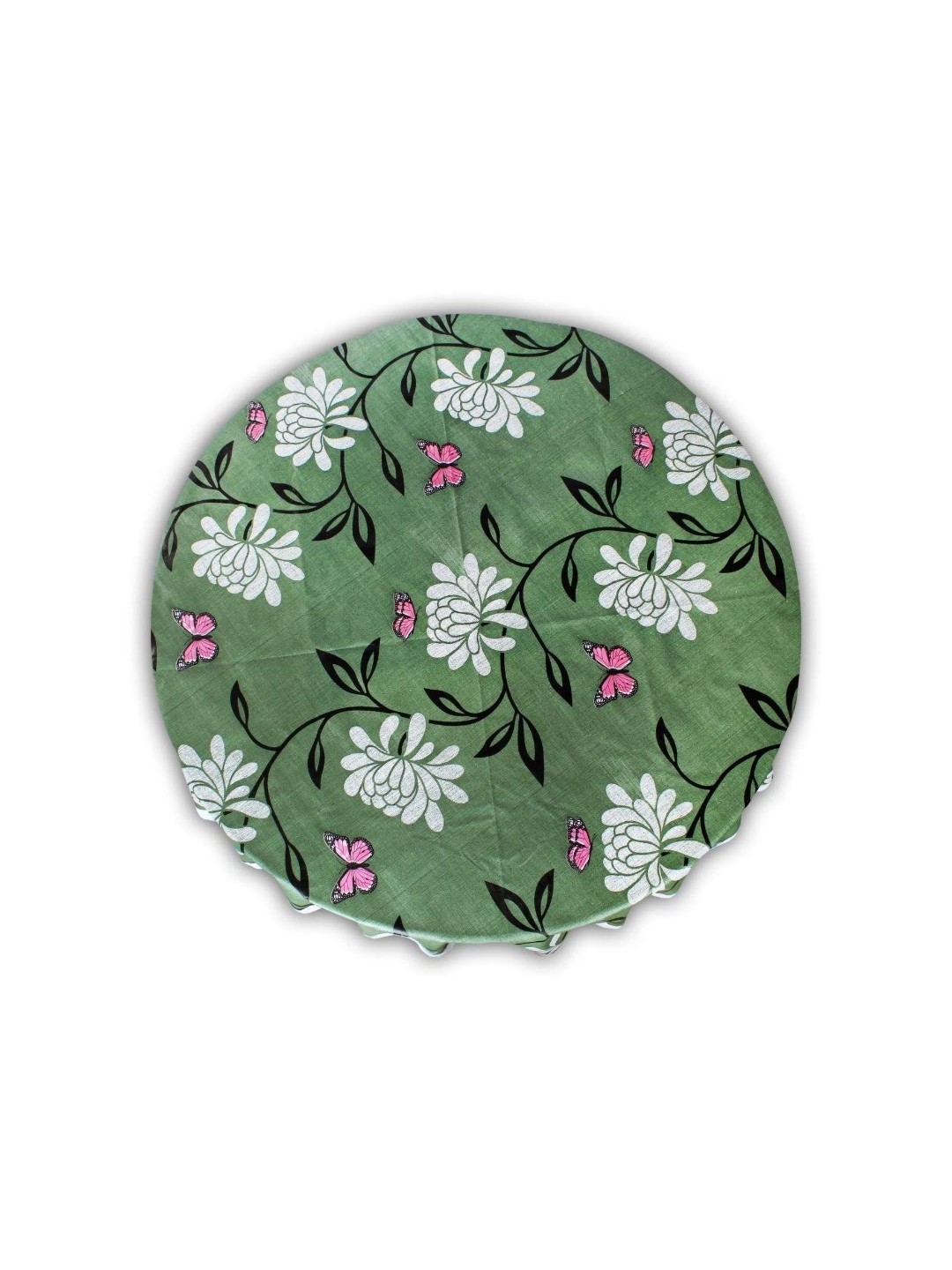 

Dakshya Industries Green Floral Printed Waterproof Round 4-Seater Table Cover