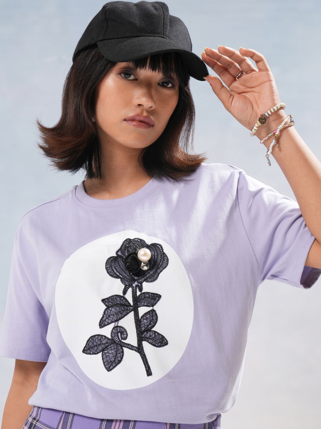 

Street By Tokyo Talkies Women Graphic Printed Cotton Relaxed Fit T-shirt, Purple