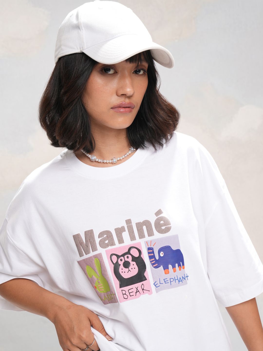 

Street By Tokyo Talkies Women Graphic Printed Round Neck Oversized T-shirt, White
