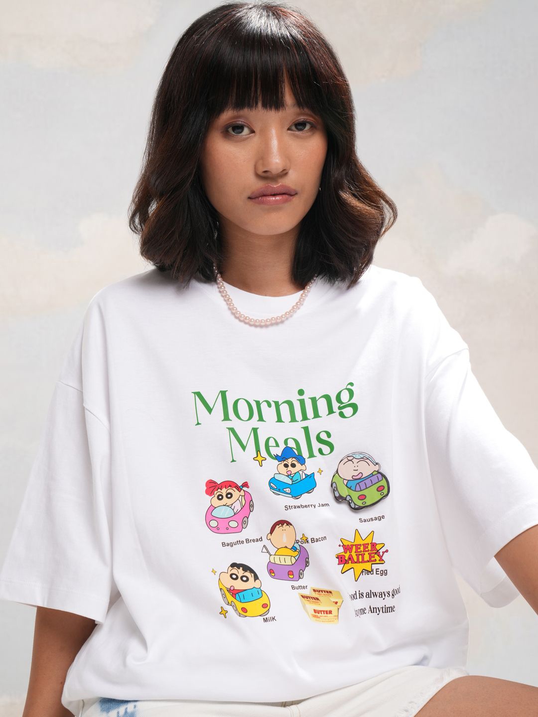 

Street By Tokyo Talkies Women Typography Printed Round Neck Oversized T-shirt, White