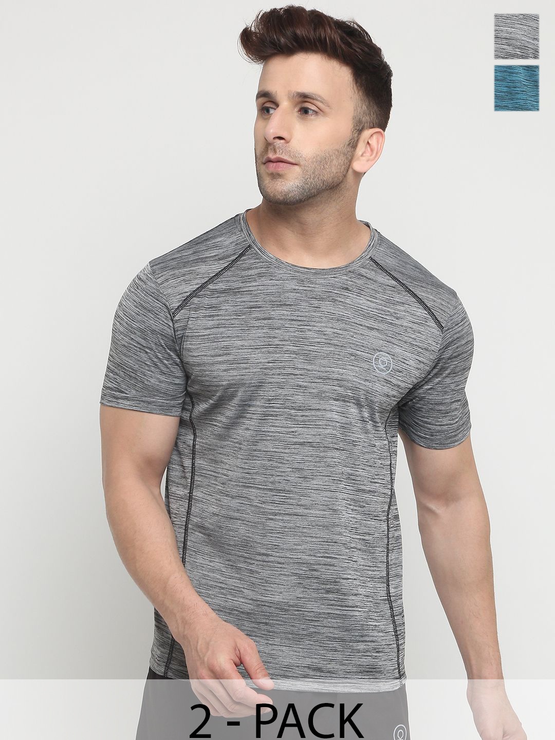 

CHKOKKO Men Pack Of 2 Solid Round Neck T-shirt, Grey