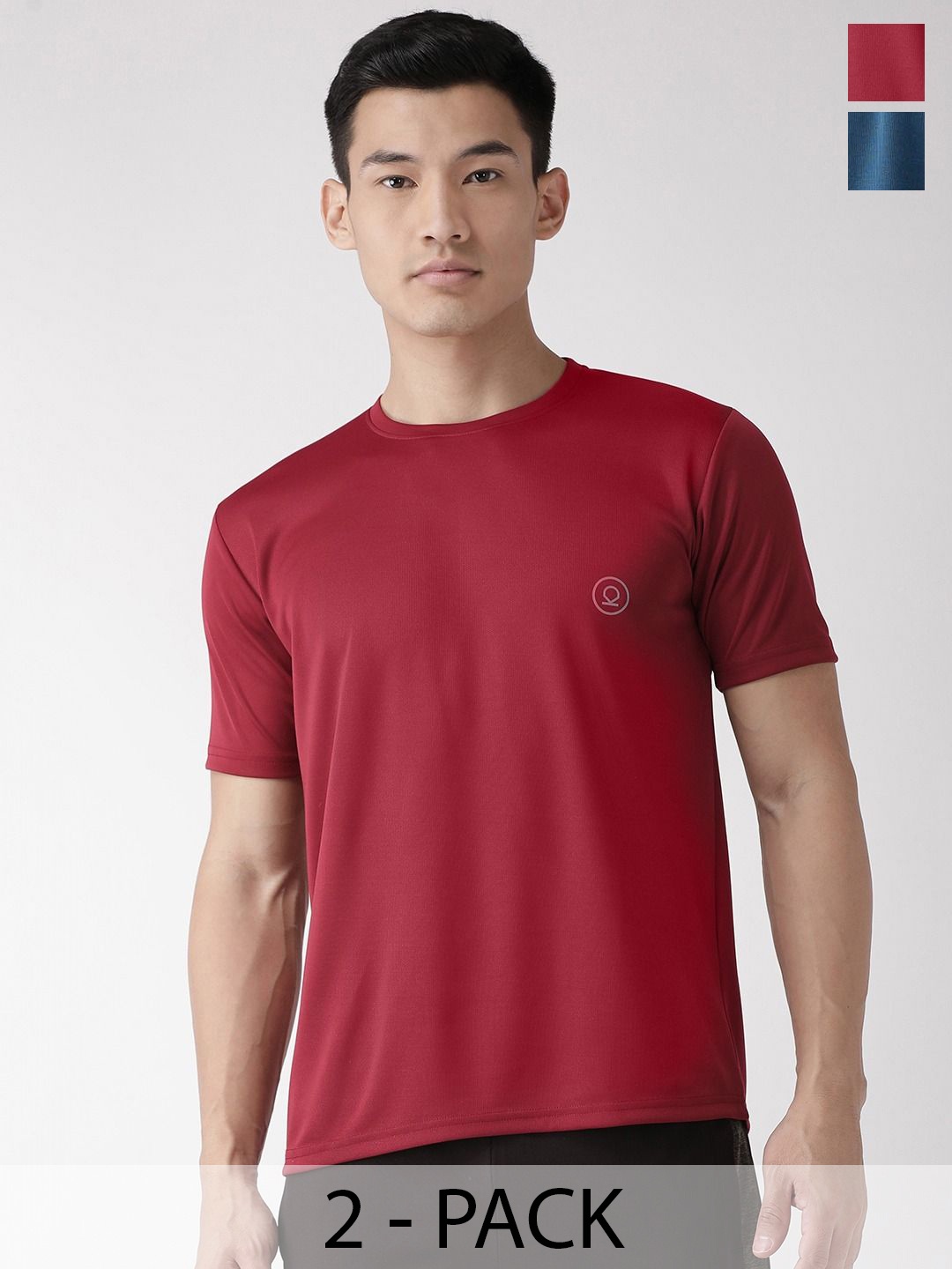 

CHKOKKO Pack Of 2 Men Solid Round Neck T-shirt, Multi