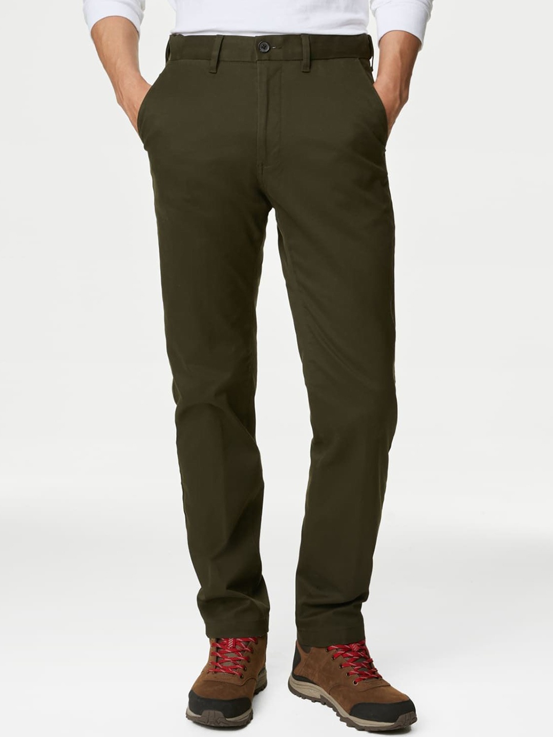 

Marks & Spencer Men Chinos Trousers, Green